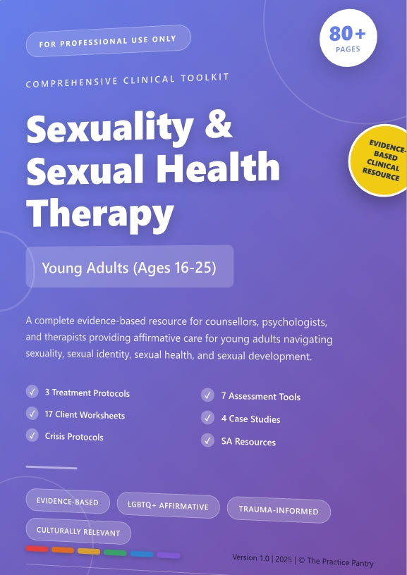 Book cover of 'Sexuality & Sexual Health Therapy' for young adults on a purple background