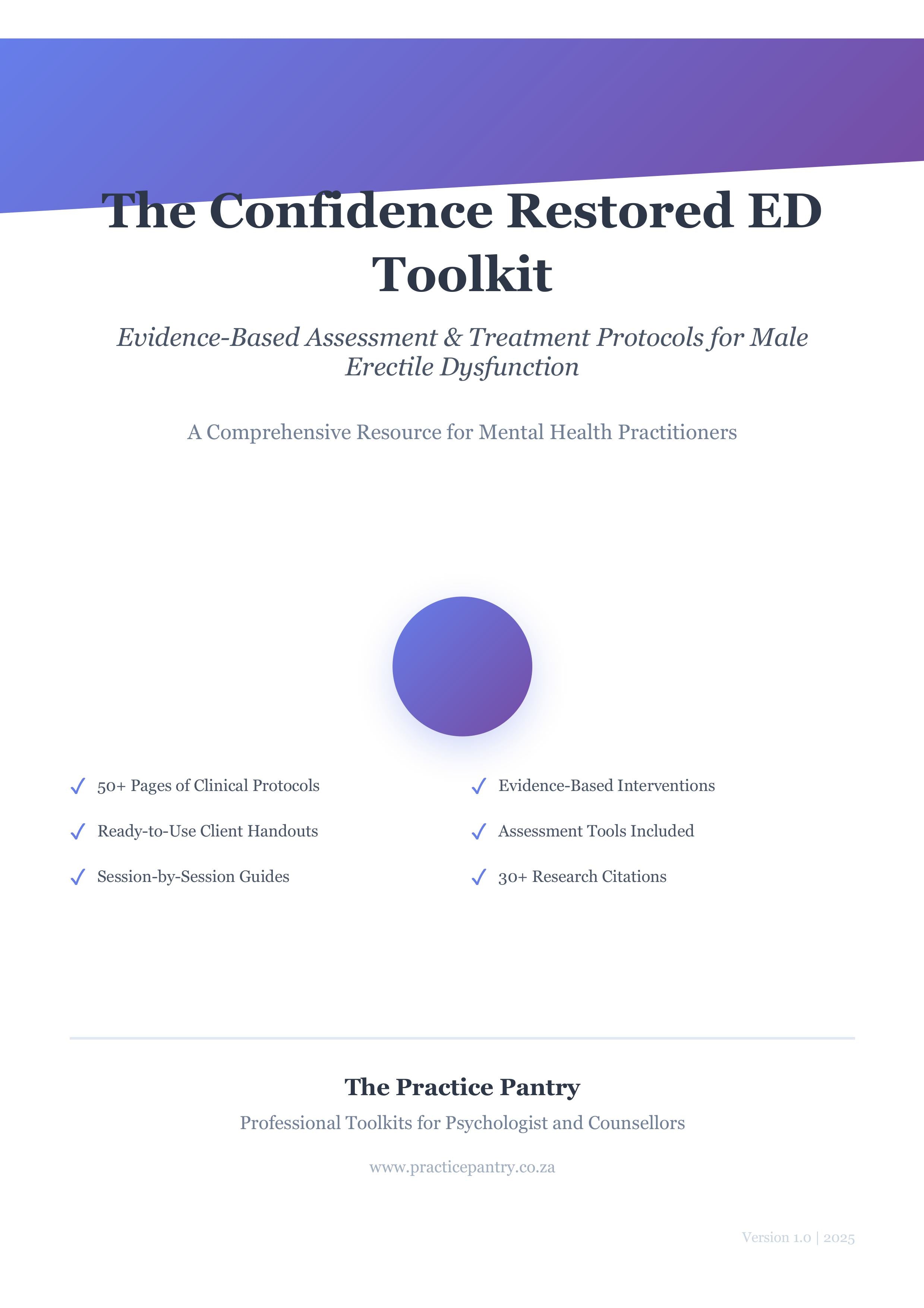 Cover of 'The Confidence Restored ED Toolkit' by The Practice Pantry on a white background with purple accents.